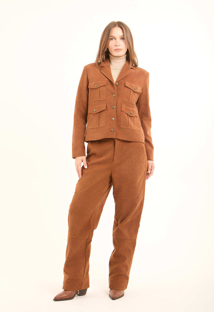 Corduroy Utility Jacket with Notched Lapels