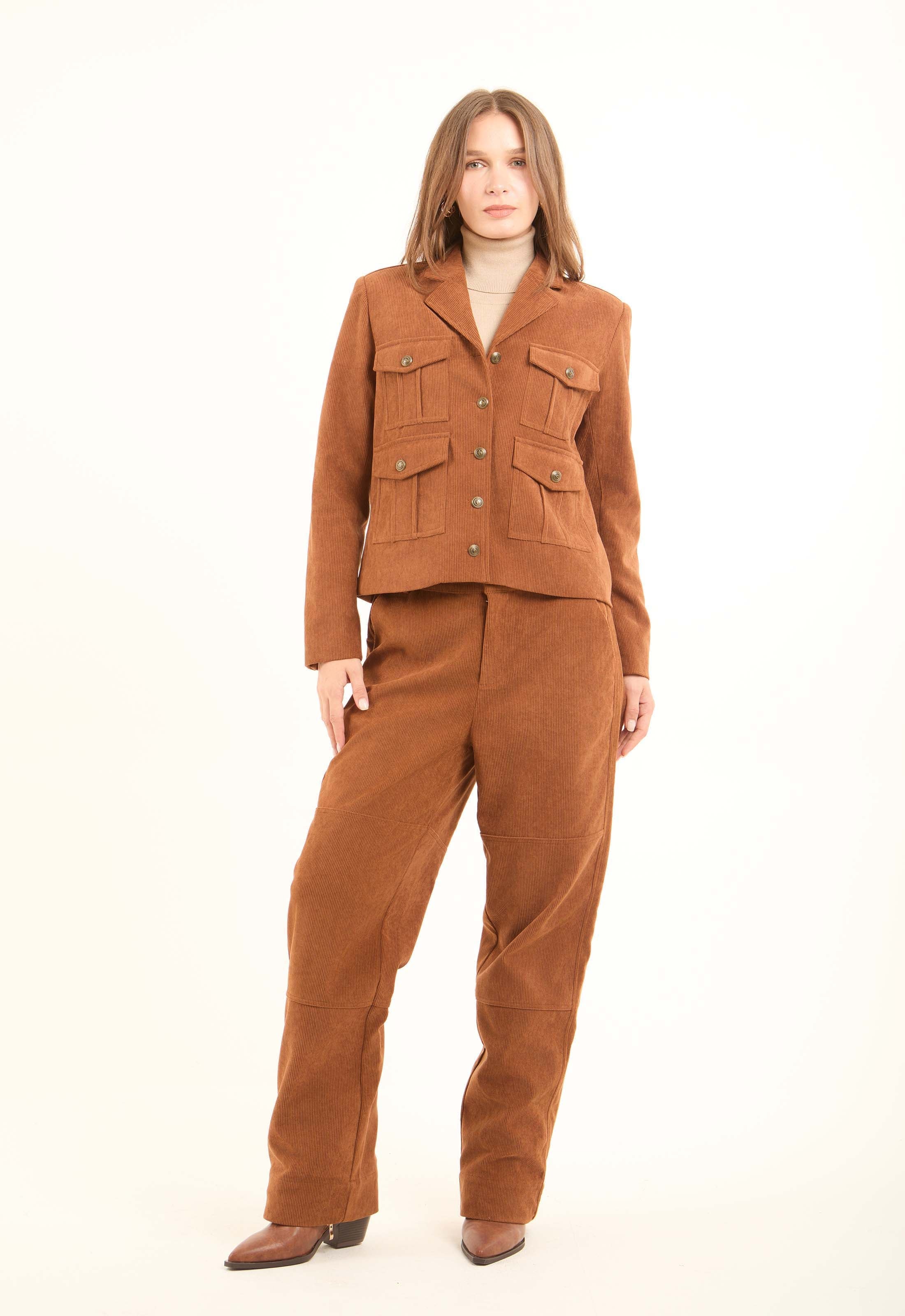 Corduroy Utility Jacket with Notched Lapels