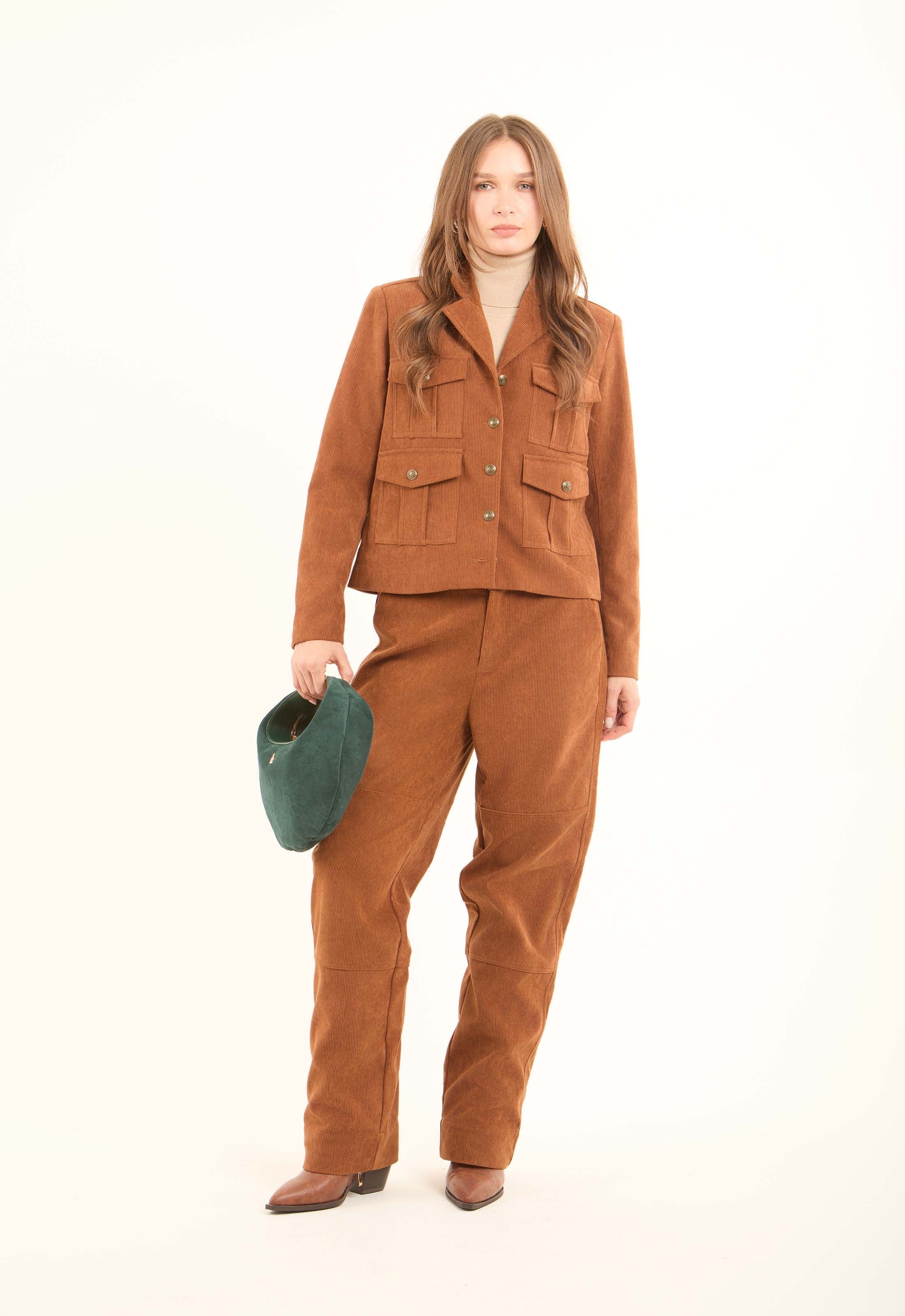Corduroy Straight-Leg Pants with Clean Tailored Look
