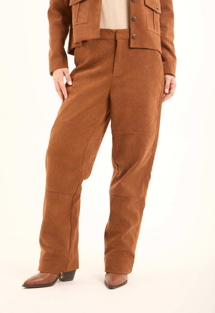 Corduroy Straight-Leg Pants with Clean Tailored Look