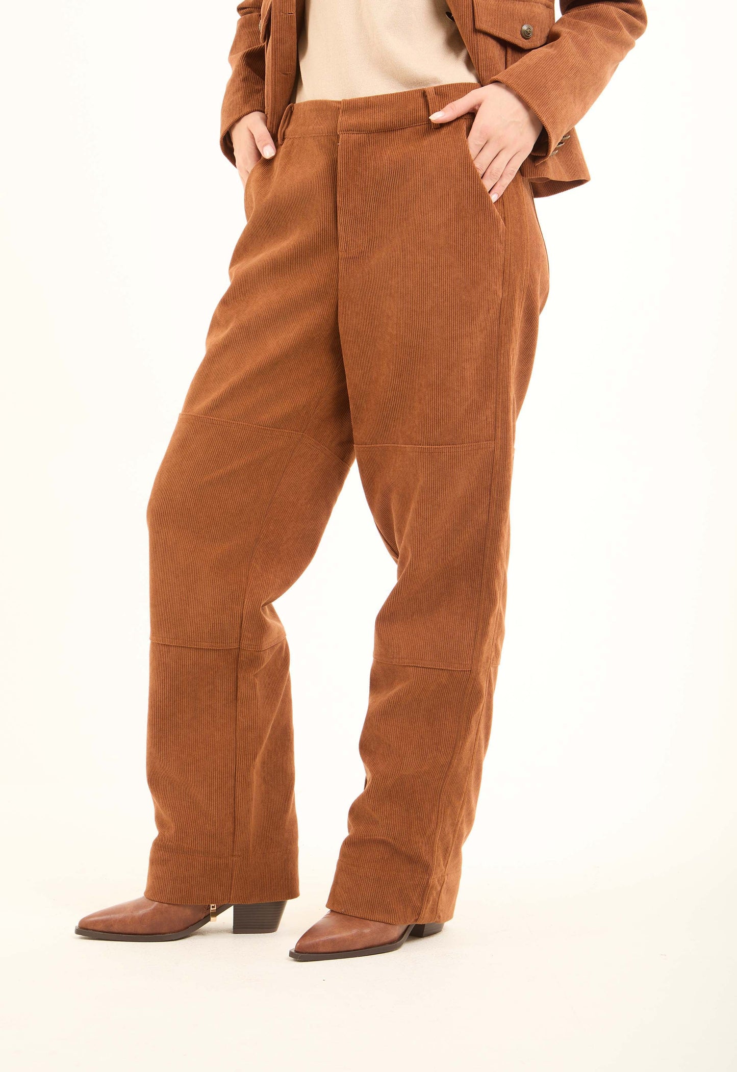 Corduroy Straight-Leg Pants with Clean Tailored Look