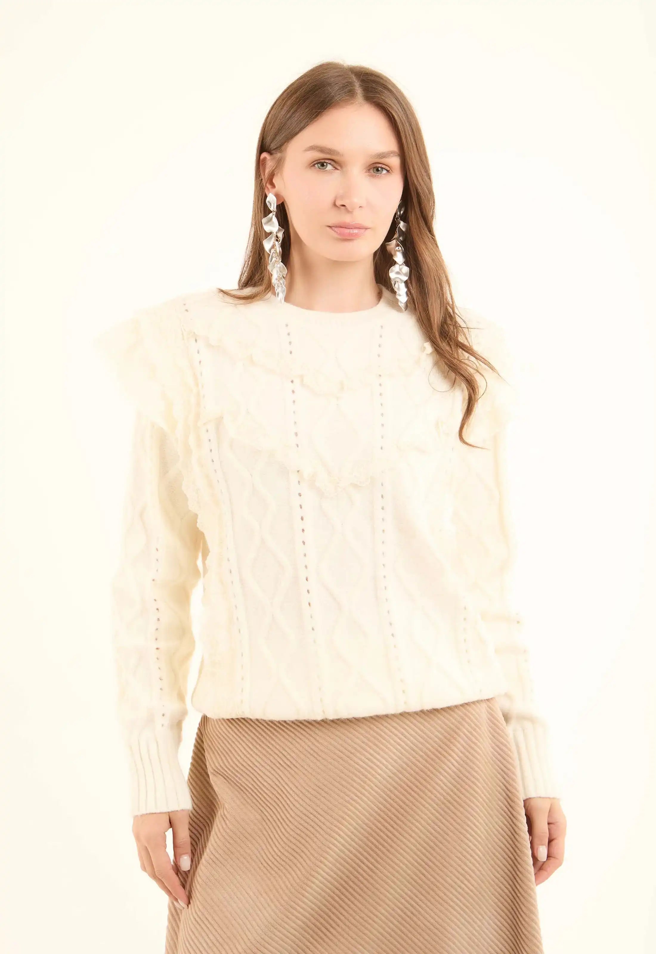 Crew Neck Knitted Slip On Winter Pullover