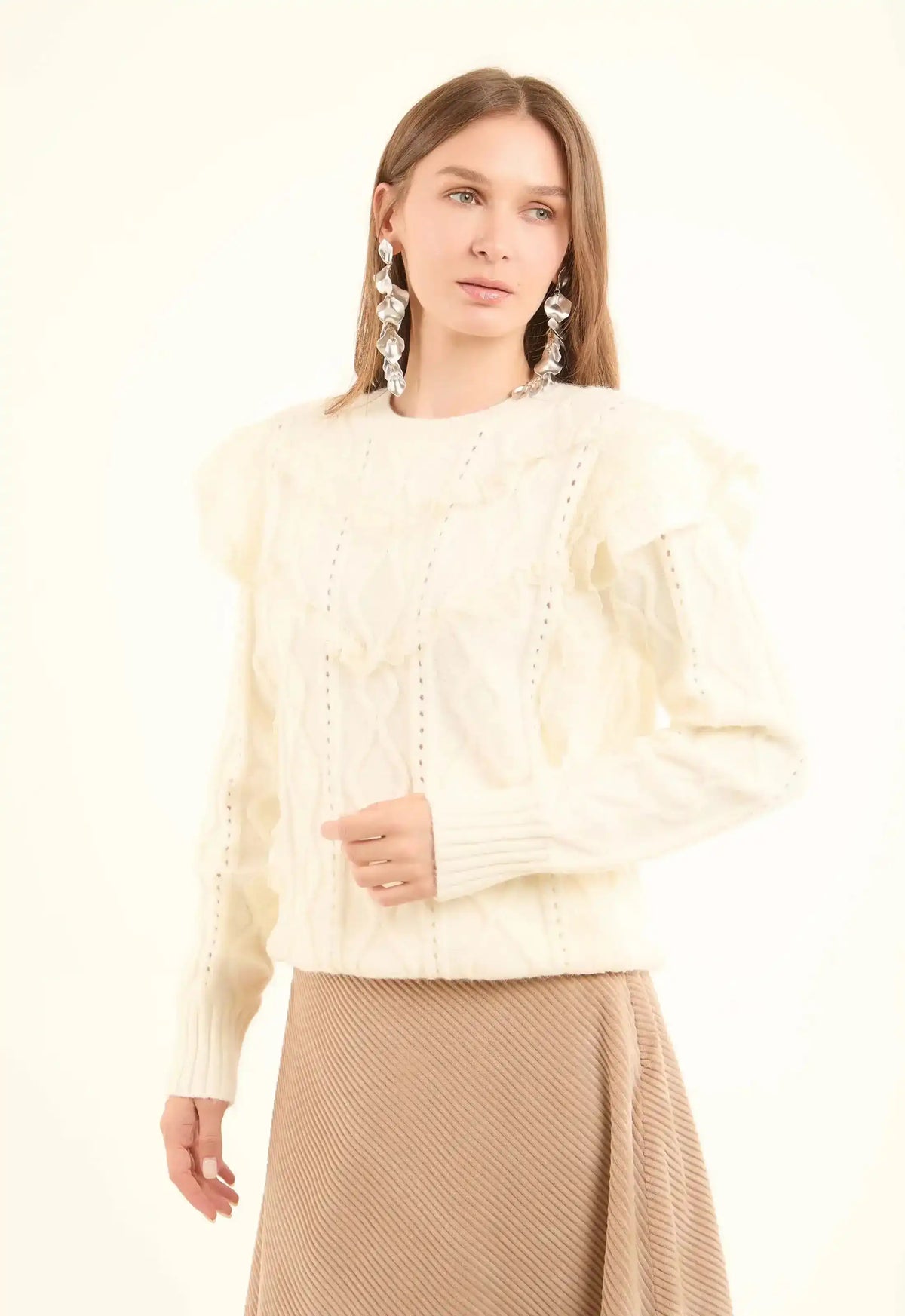 Crew Neck Knitted Slip On Winter Pullover