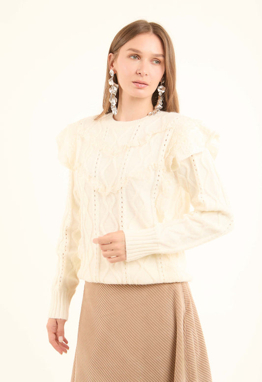 Crew Neck Knitted Slip On Winter Pullover