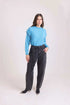 Slip On Solid Pullover with Knitted Sleeve
