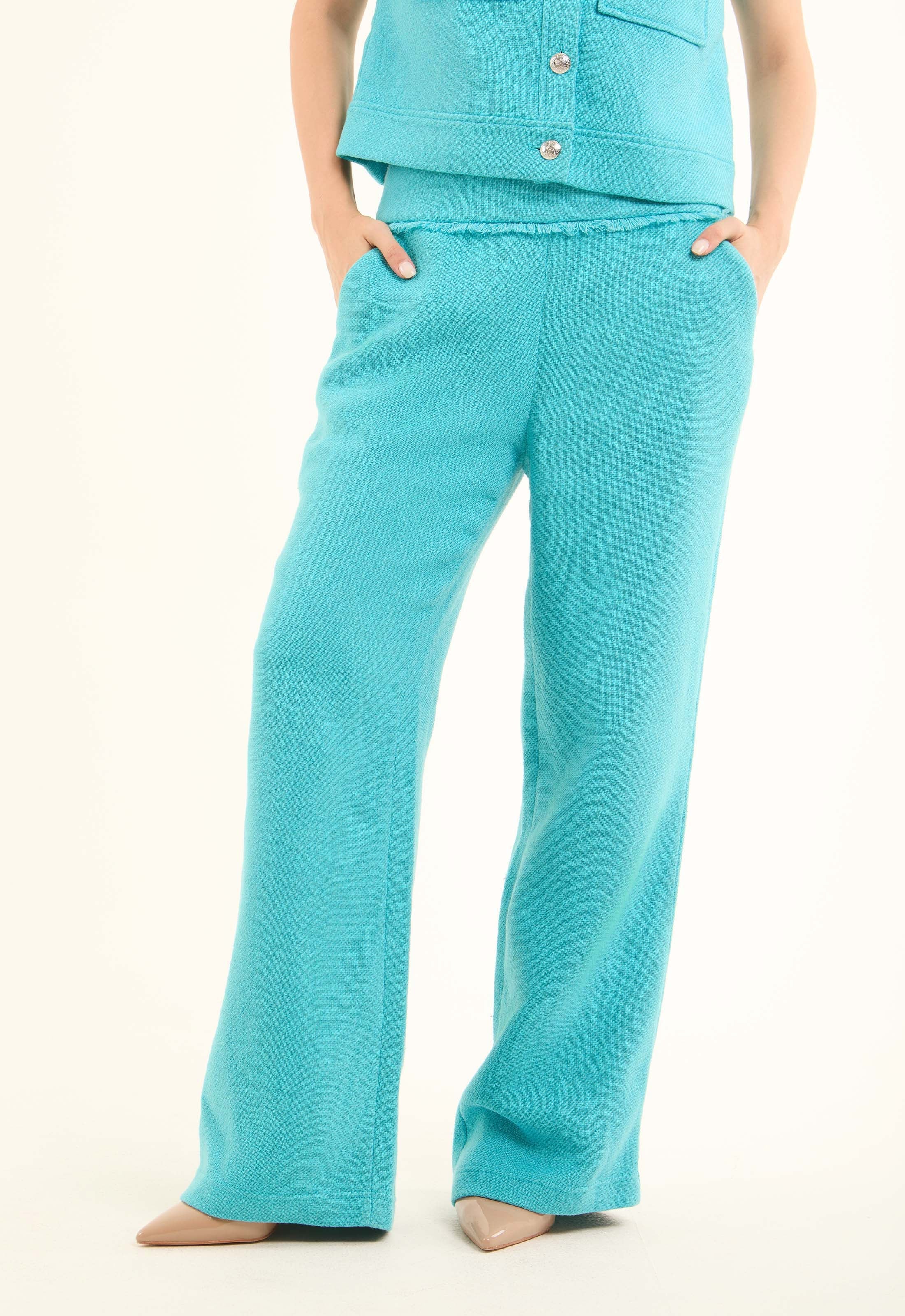 Knitted Wide-Leg Nylon Pants