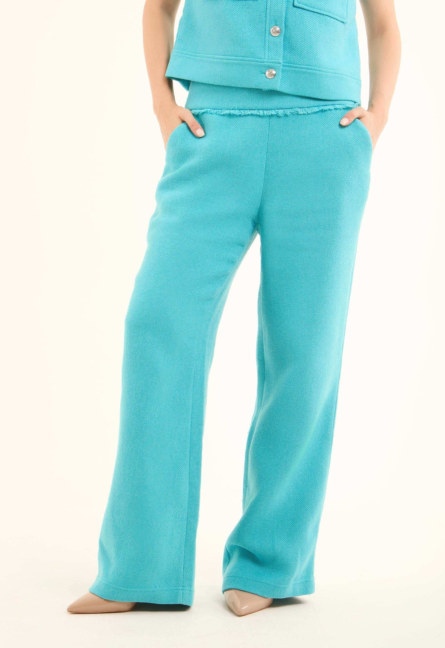 Knitted Wide-Leg Nylon Pants