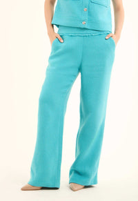 Knitted Wide-Leg Nylon Pants