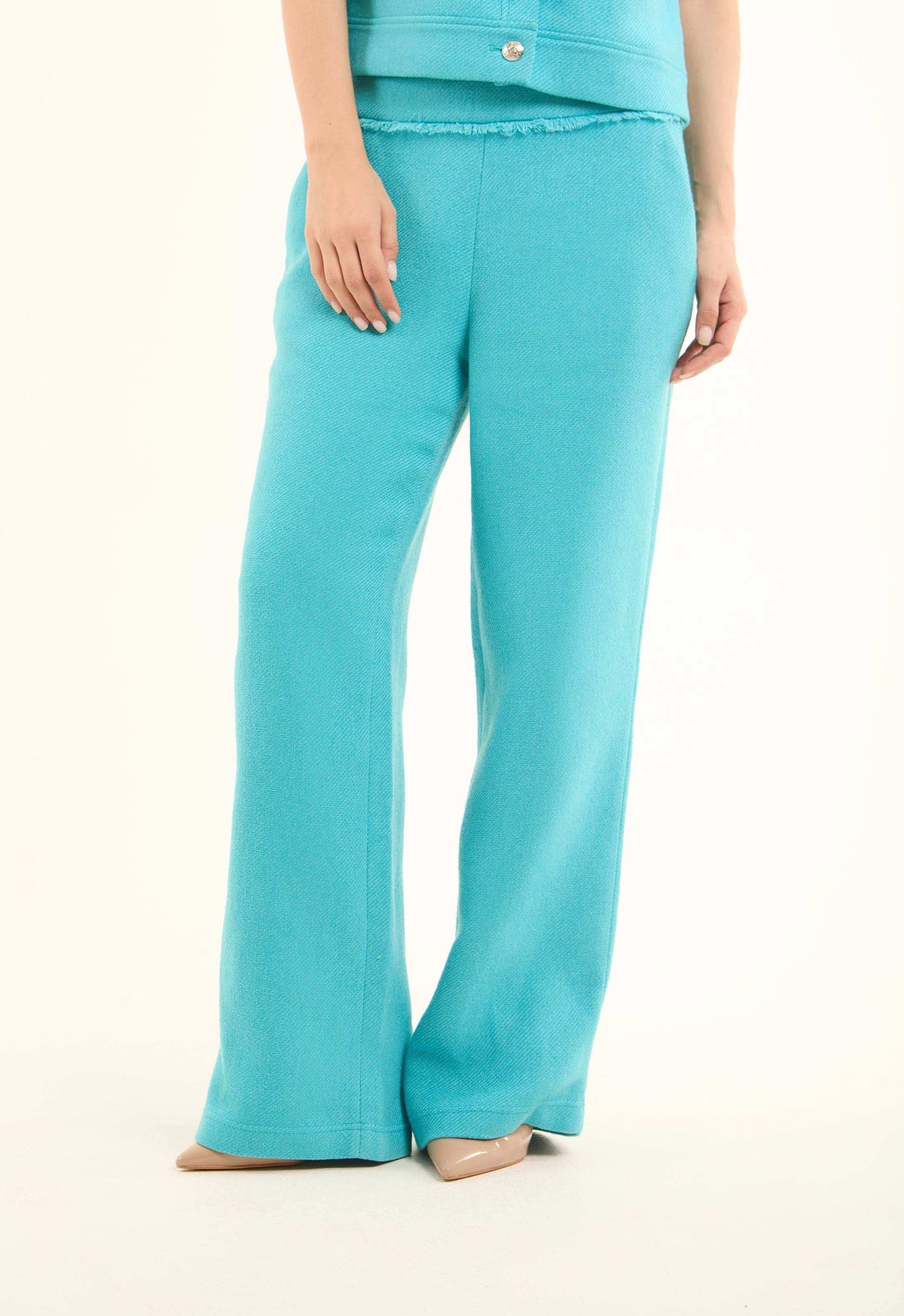 Knitted Wide-Leg Nylon Pants