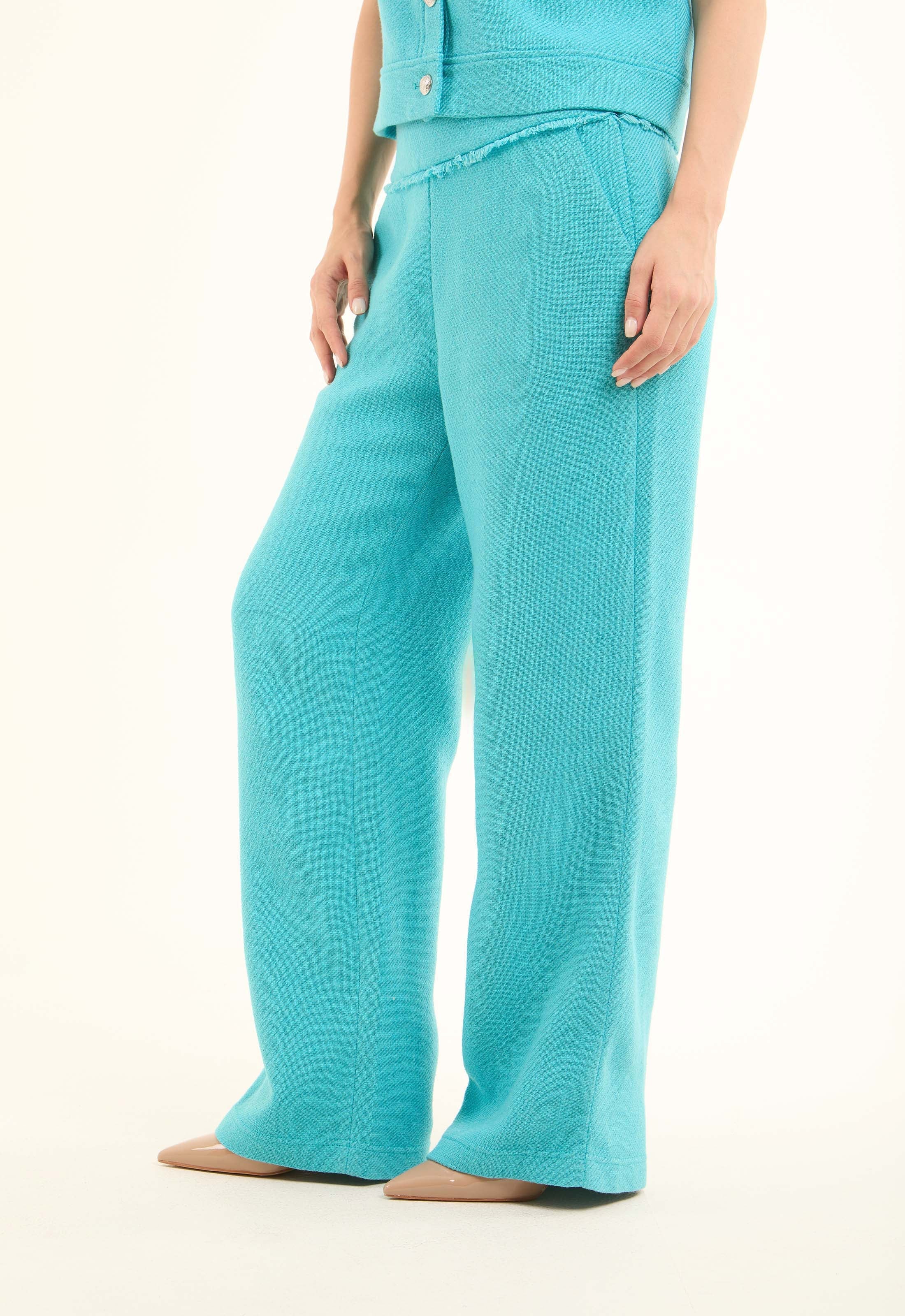 Knitted Wide-Leg Nylon Pants