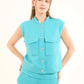 Sleeveless Tweed Vest with Gold Buttons