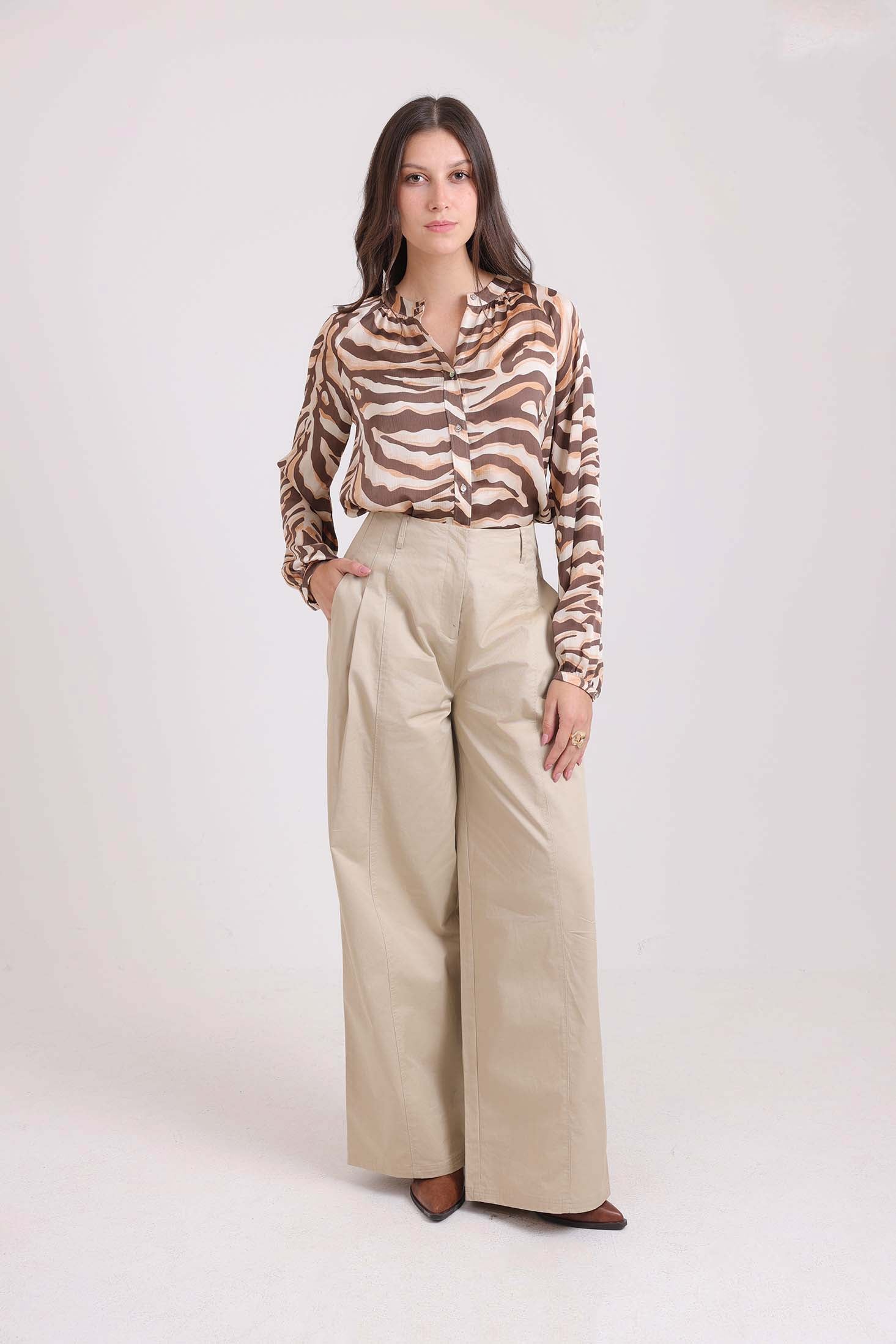 Long Sleeves Bi-Tone Zebra Shirt