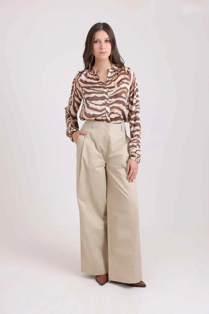 Long Sleeves Bi-Tone Zebra Shirt