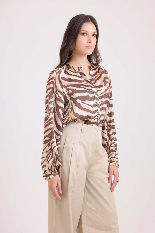 Long Sleeves Bi-Tone Zebra Shirt