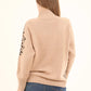 High-Neck Long Sleeves Pullover with Leopard Pattern