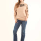 High-Neck Long Sleeves Pullover with Leopard Pattern