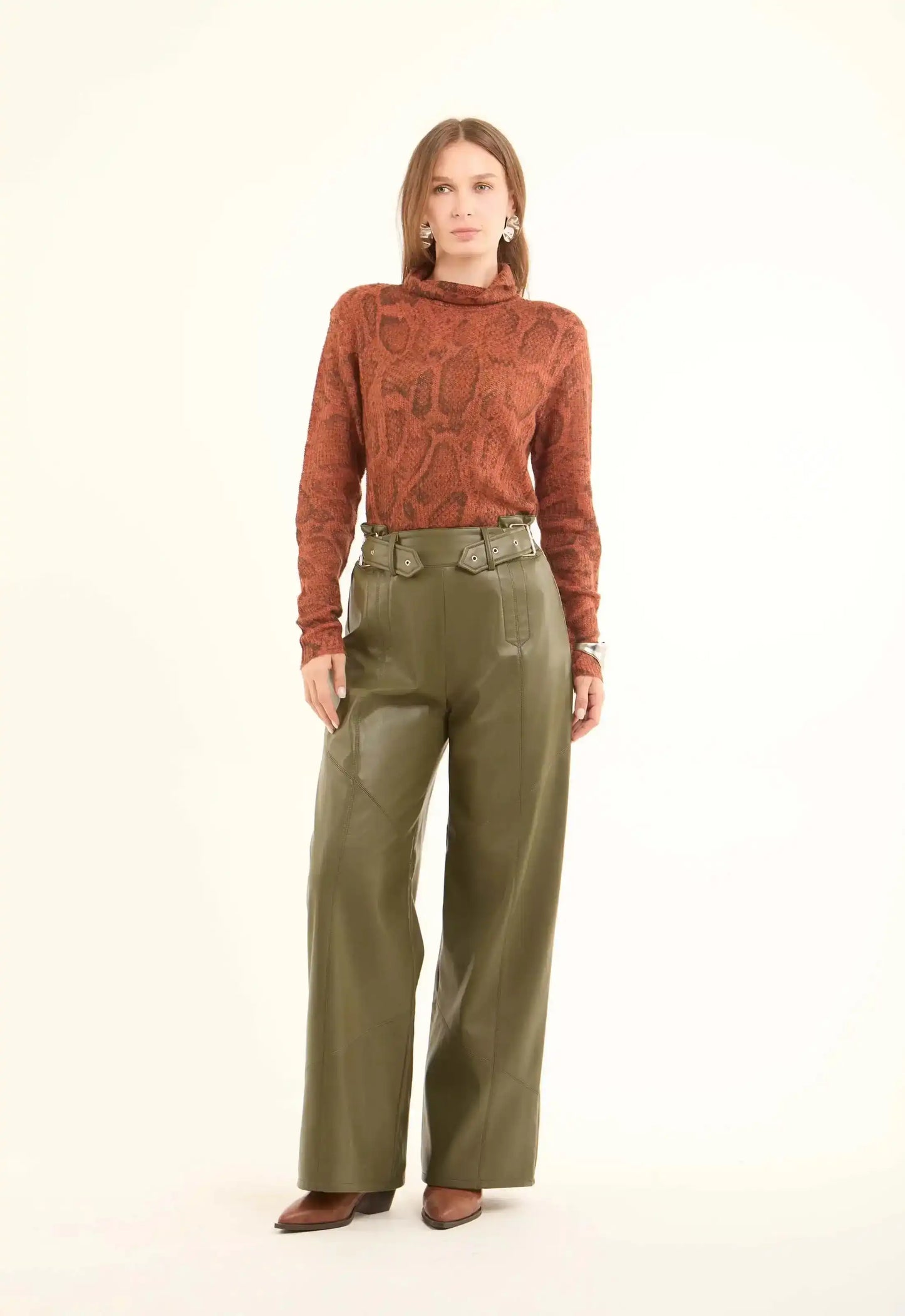 Long Sleeves Regular Fit Pullover with Snake Pattern