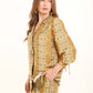 Printed Polyester Blouse with Notched Lapels