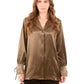 Satin-Feel Polyester Blouse with Notched Collar