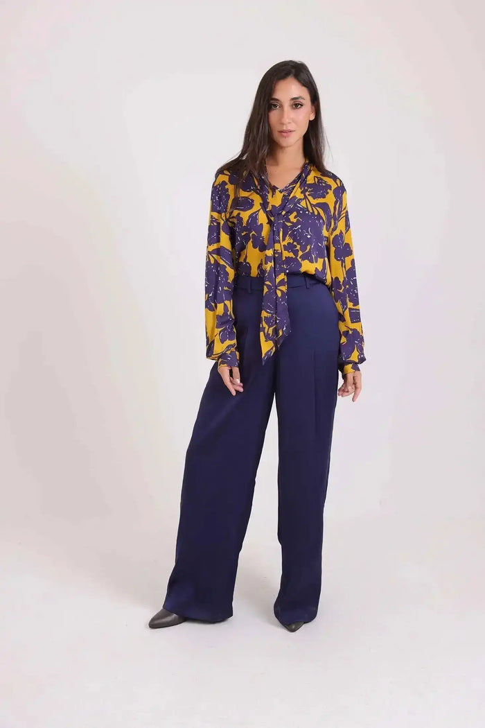 High-Waist Solid Wide-Leg Pants