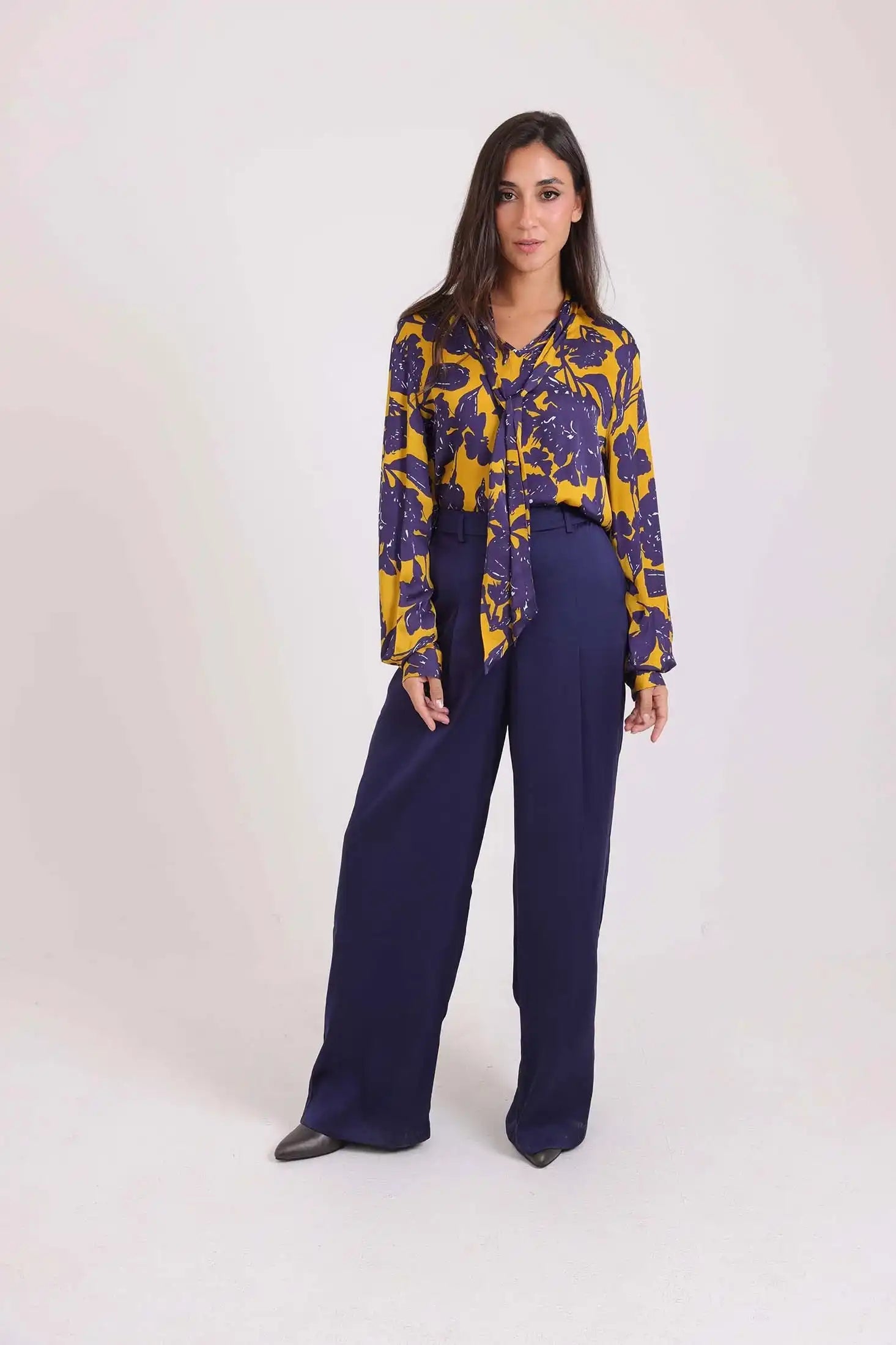 High-Waist Solid Wide-Leg Pants