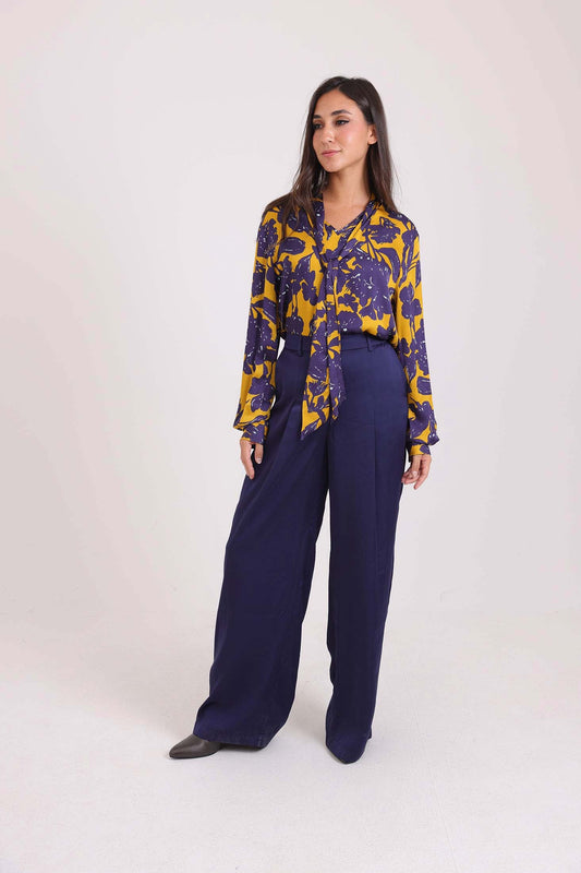 High-Waist Solid Wide-Leg Pants