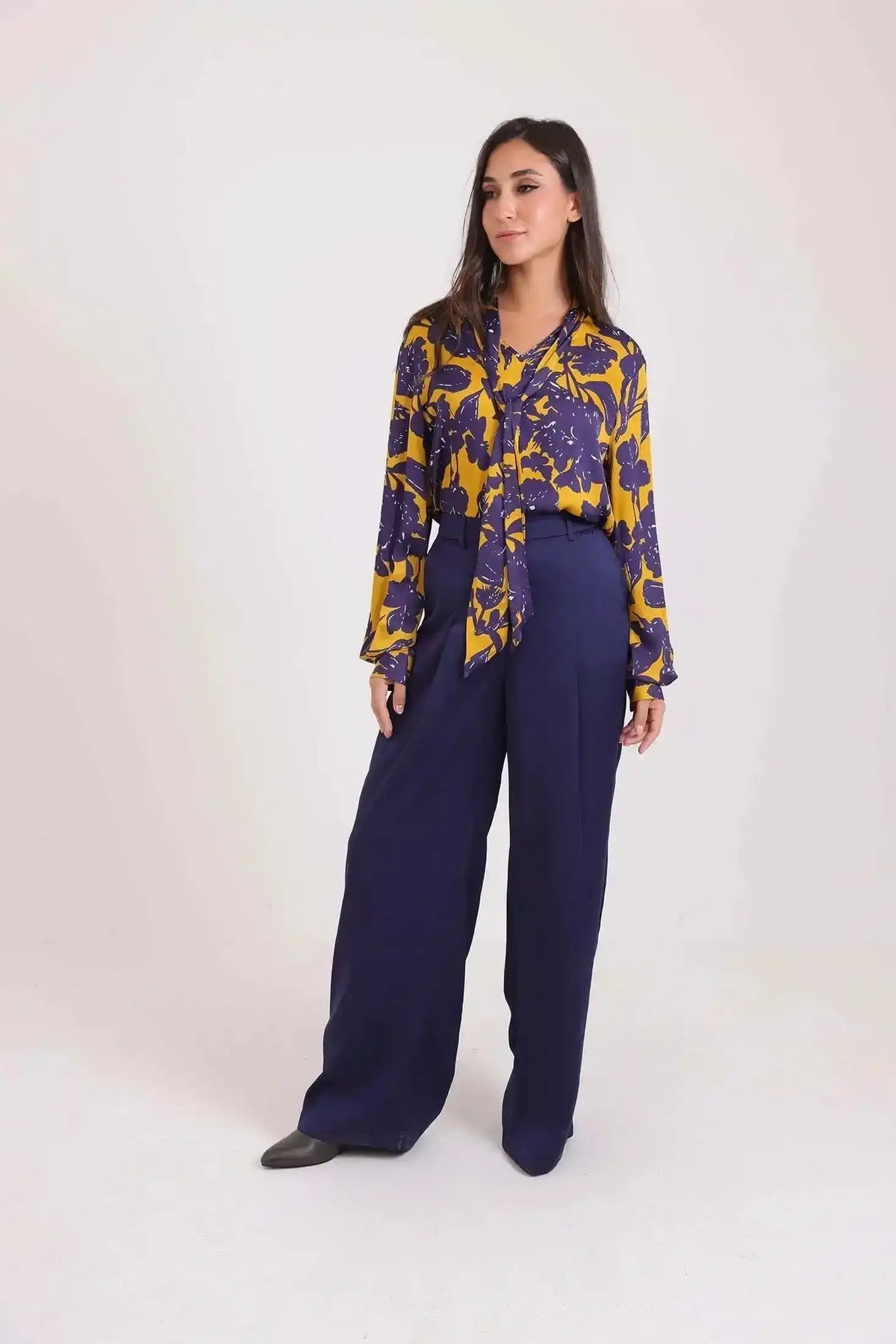 High-Waist Solid Wide-Leg Pants