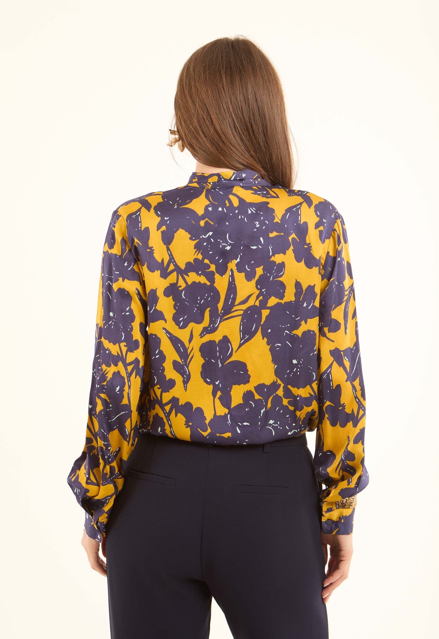 Floral Tie-Neck Viscose Blouse