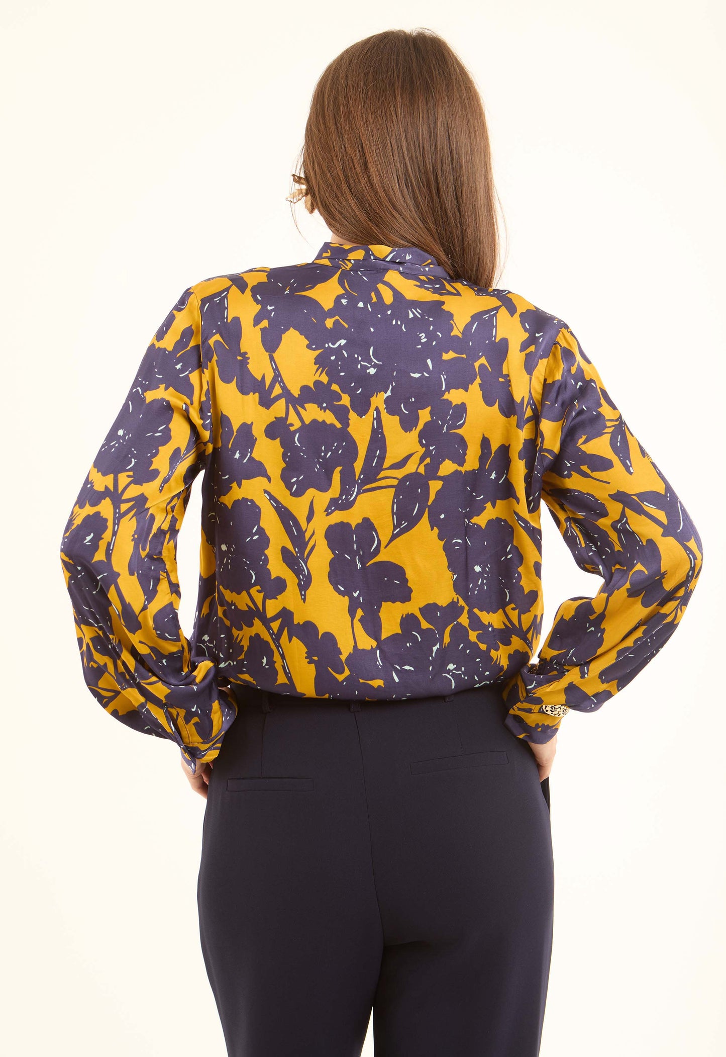 Floral Tie-Neck Viscose Blouse