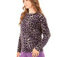 Slip On Leopard Pullover with Studded Crew Neck