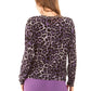 Slip On Leopard Pullover with Studded Crew Neck