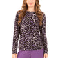 Slip On Leopard Pullover with Studded Crew Neck