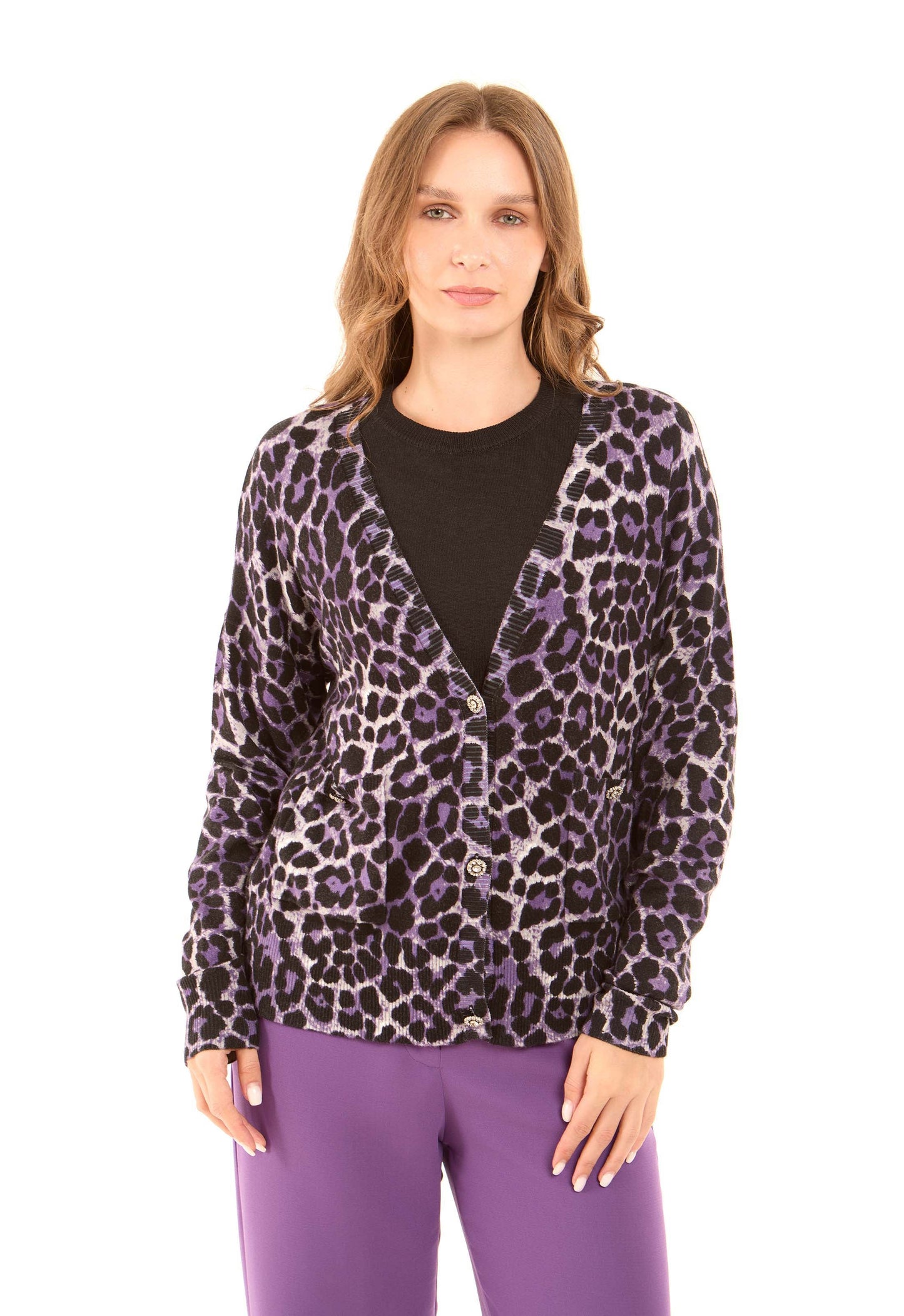 Long Sleeves Leopard Short Cardigan