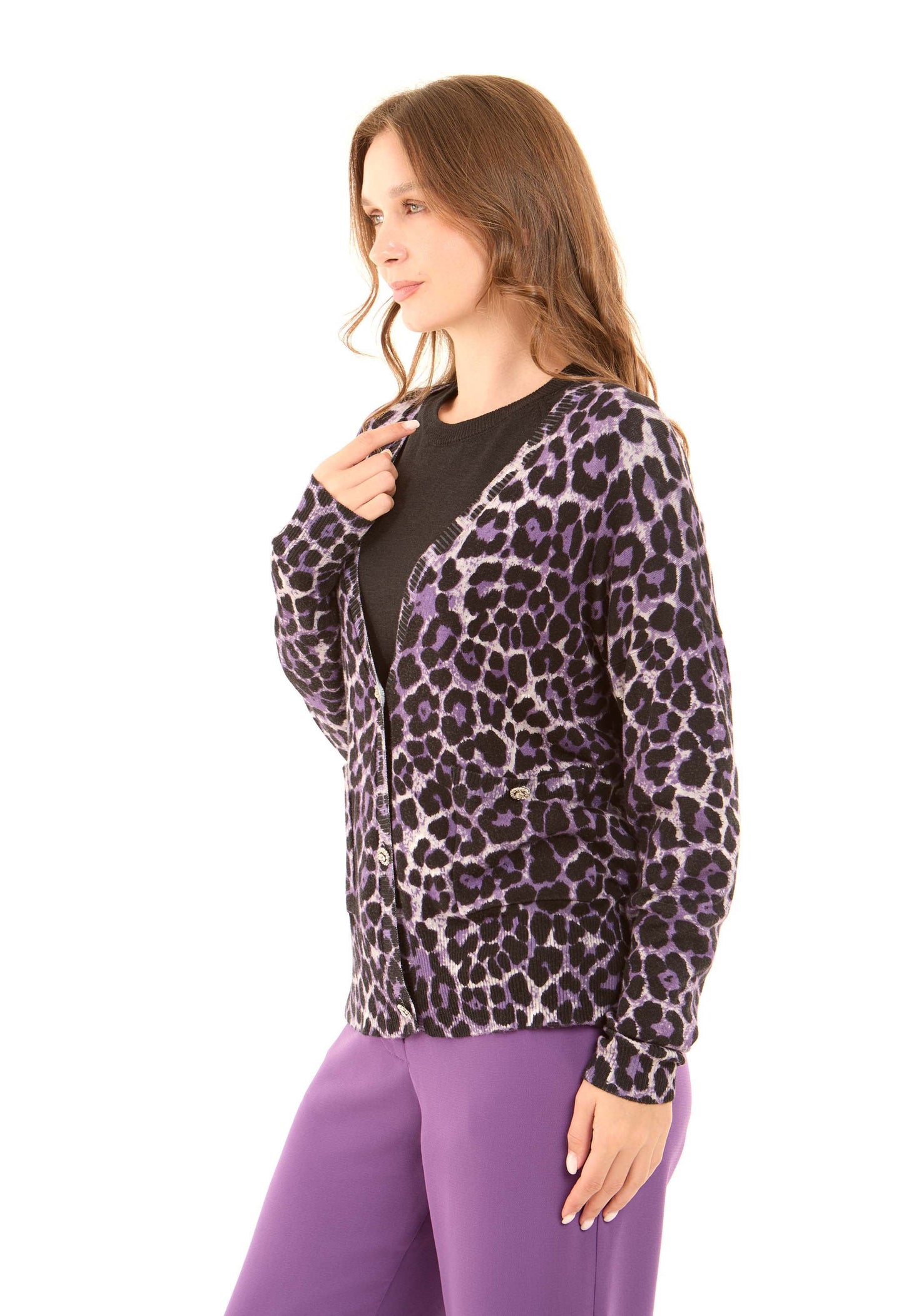 Long Sleeves Leopard Short Cardigan