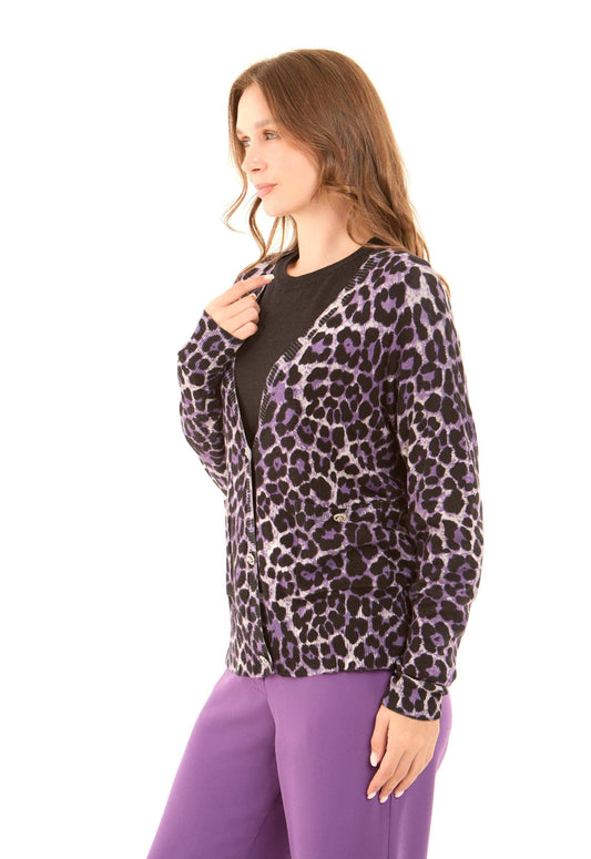 Long Sleeves Leopard Short Cardigan
