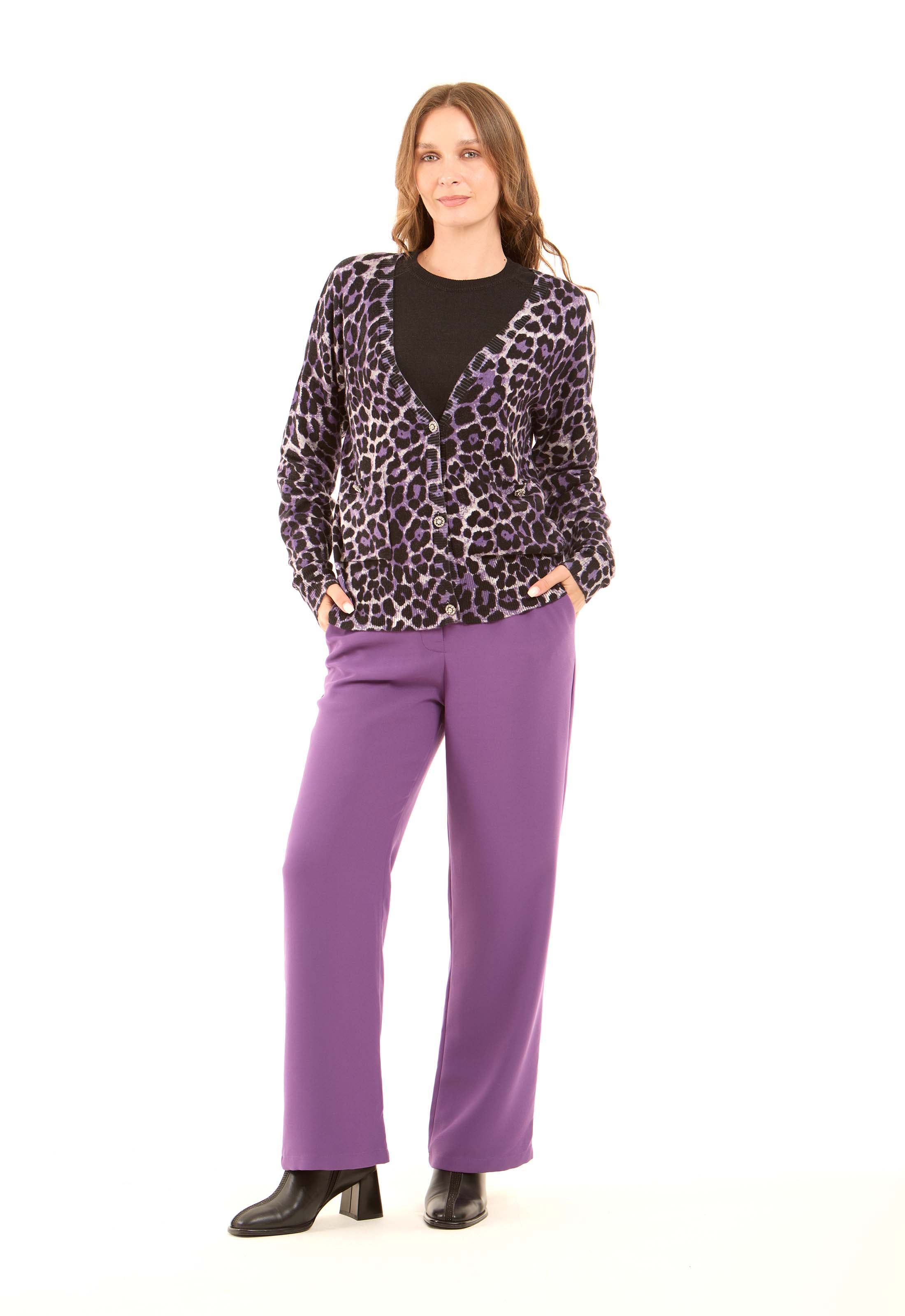 كاردجان قصير بأكمام طويلة بنقشة الفهد