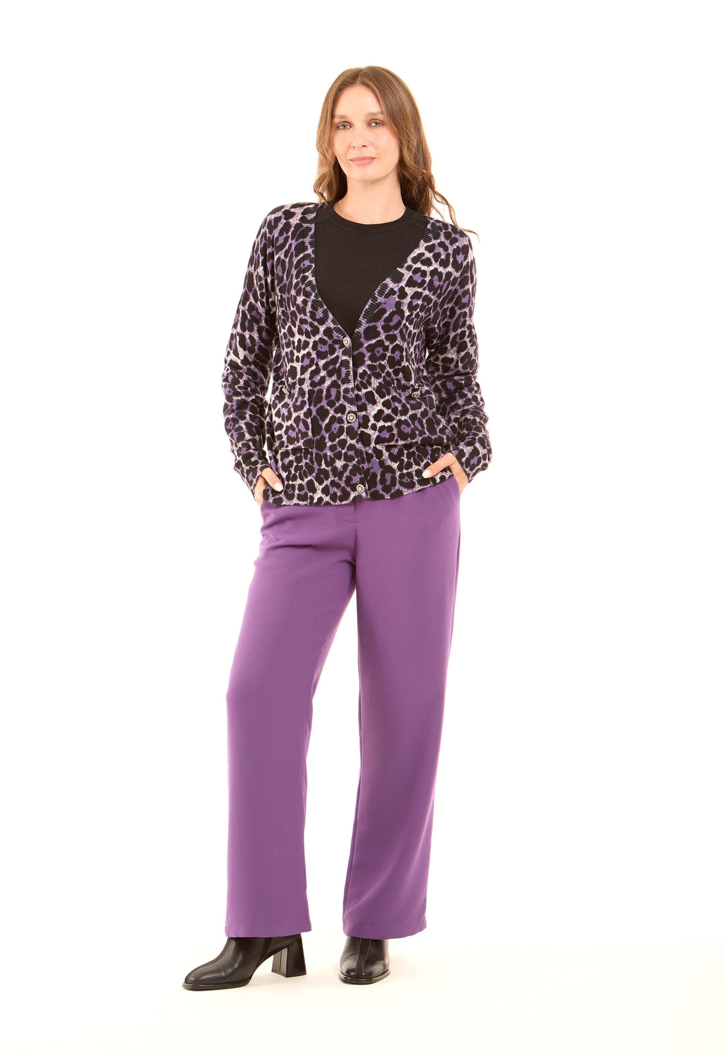 Long Sleeves Leopard Short Cardigan