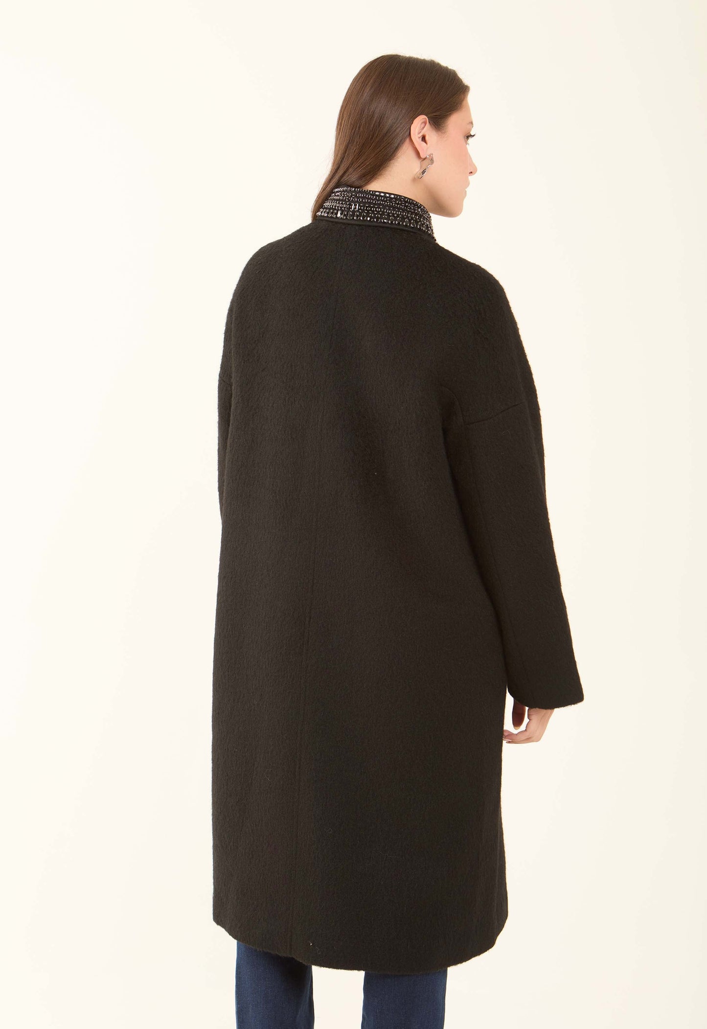 Embellished Collar Wool-Blend Coat