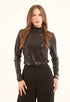 Shiny Self Sequins Long Sleeves Evening Top