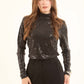 Shiny Self Sequins Long Sleeves Evening Top