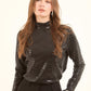 Shiny Self Sequins Long Sleeves Evening Top