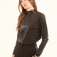 Shiny Self Sequins Long Sleeves Evening Top