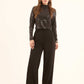 Shiny Self Sequins Long Sleeves Evening Top