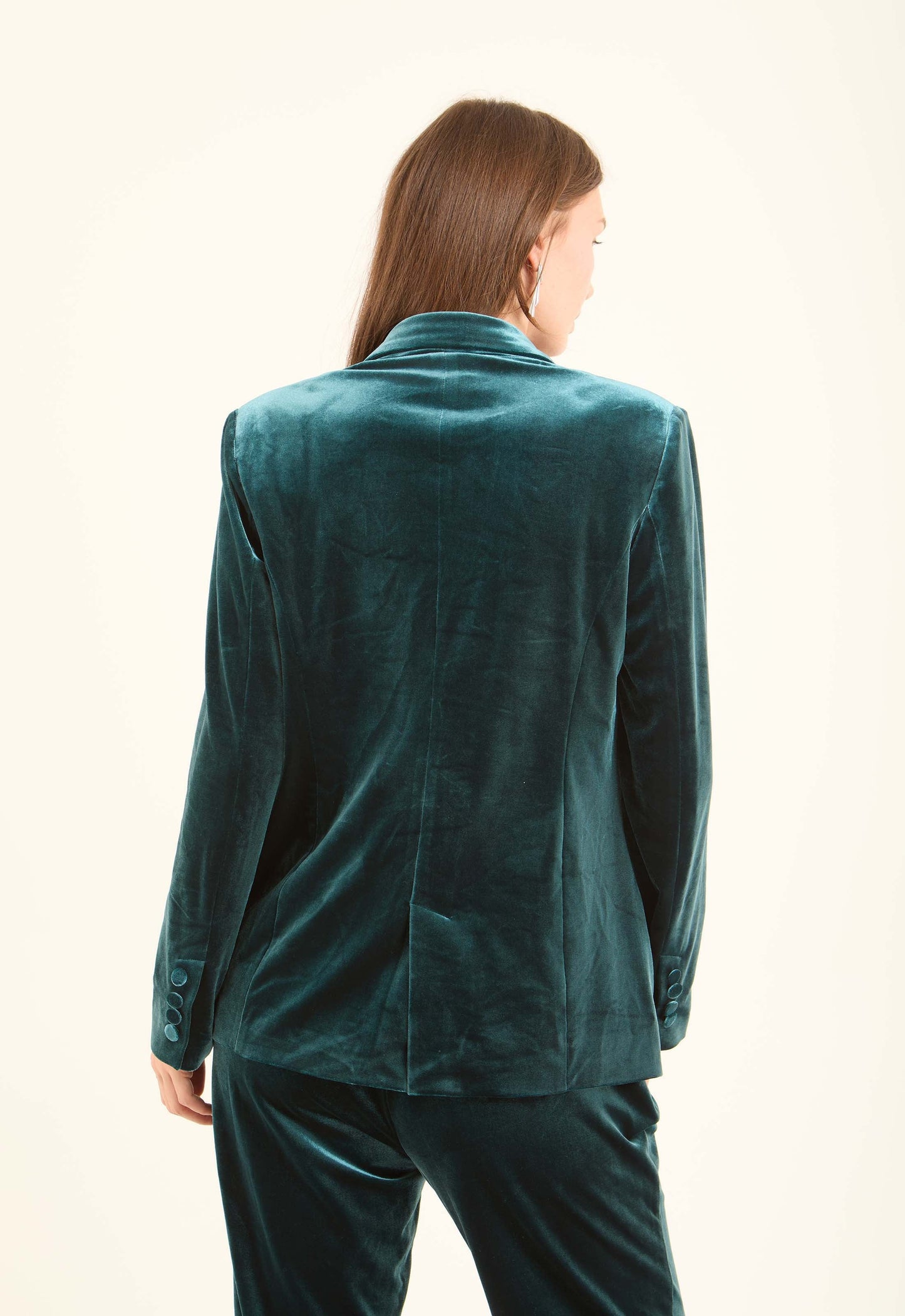 Velvet Single-Breasted Blazer