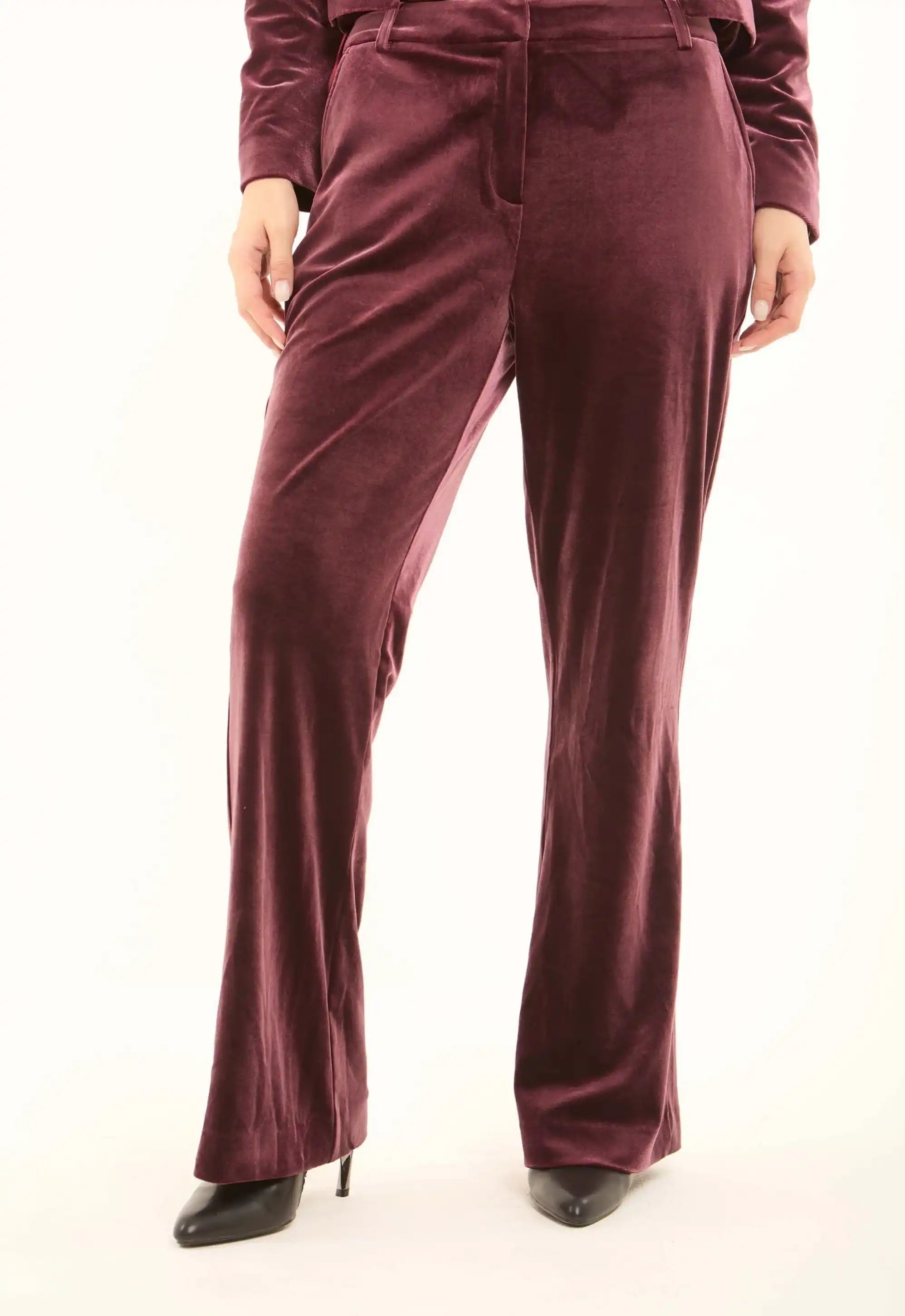 Velvet Straight-Leg Pants