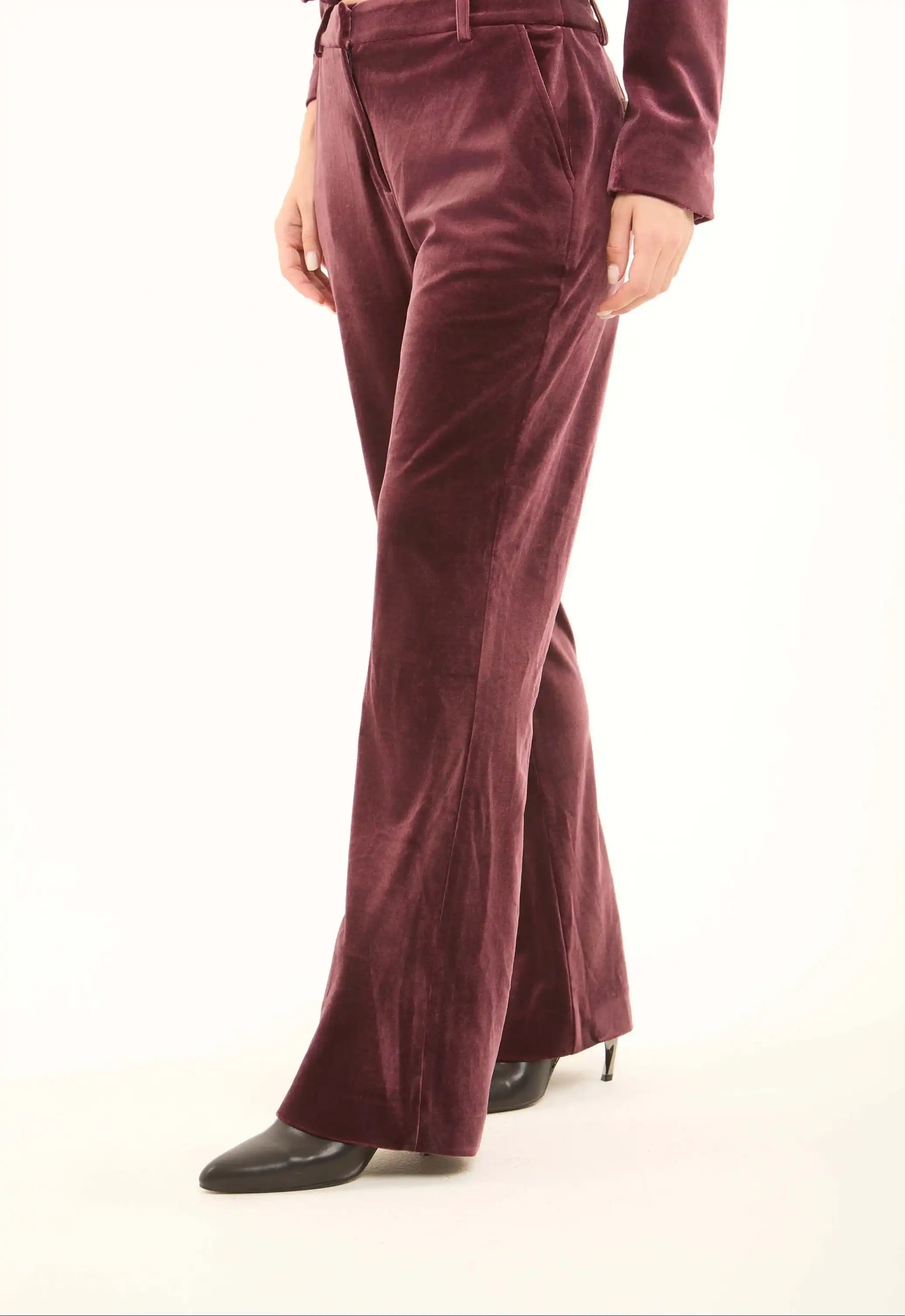 Velvet Straight-Leg Pants