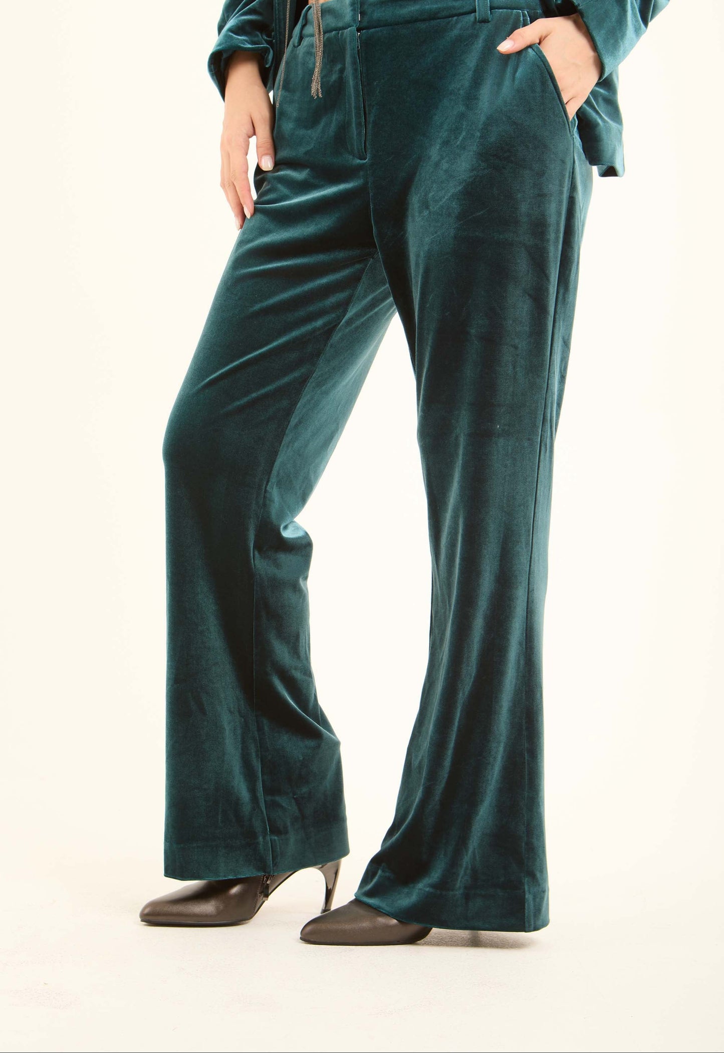 Velvet Straight-Leg Pants