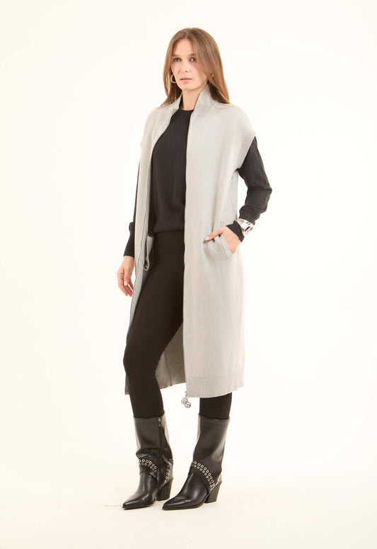 كاردجان طويل أنيق بسوستة وجيوب جانبية