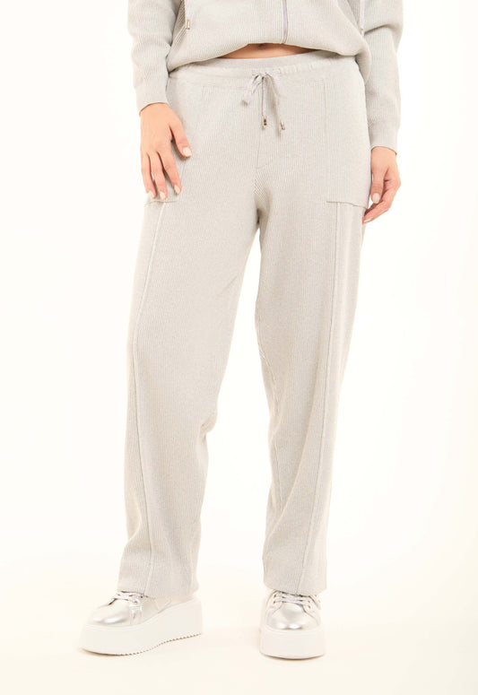 Slip On Ribbed Pants with Side Pockets