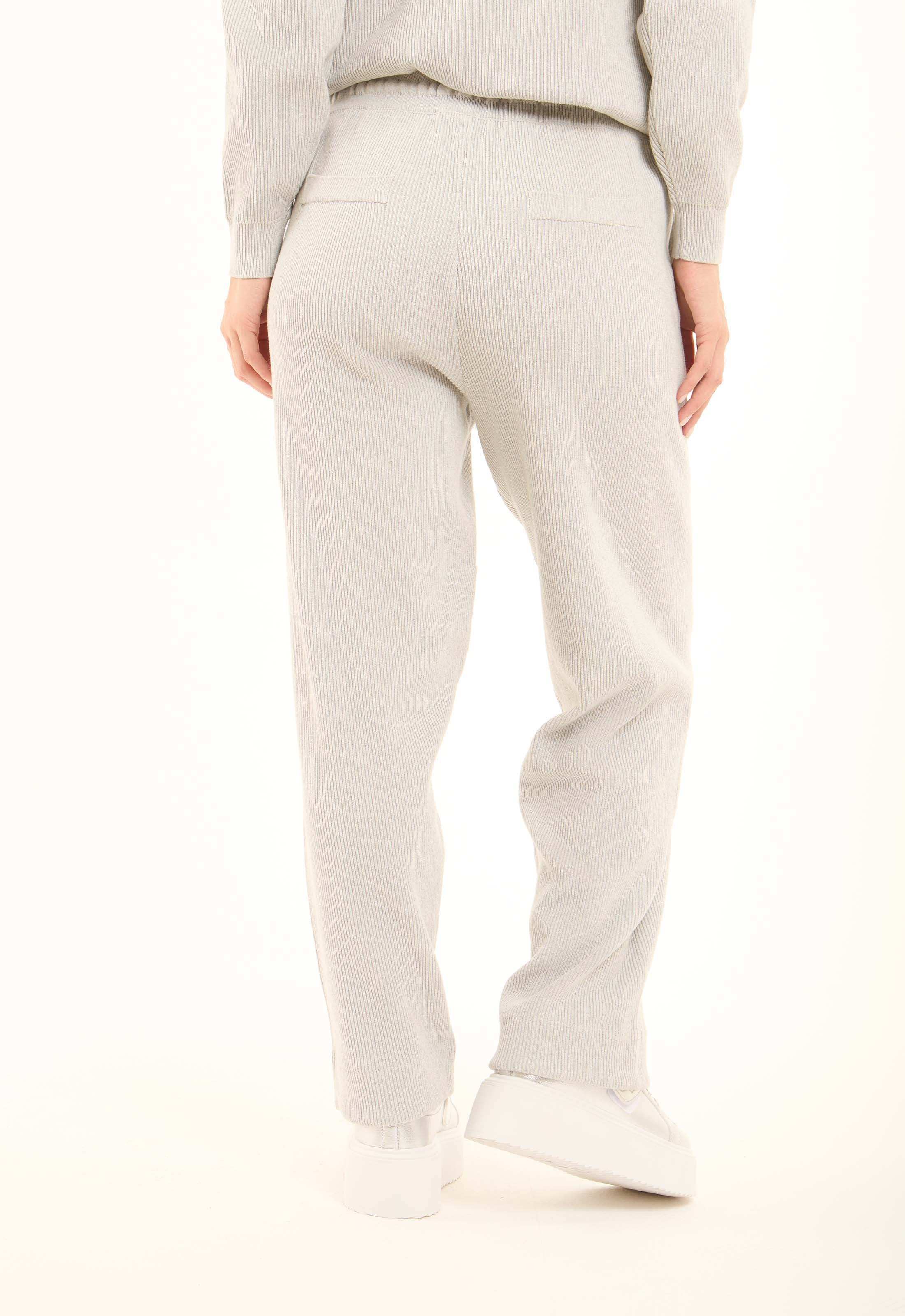 Slip On Ribbed Pants with Side Pockets
